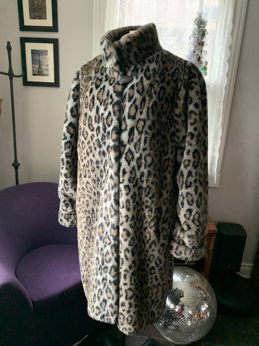 Grey Leopard Fun Fur Coat