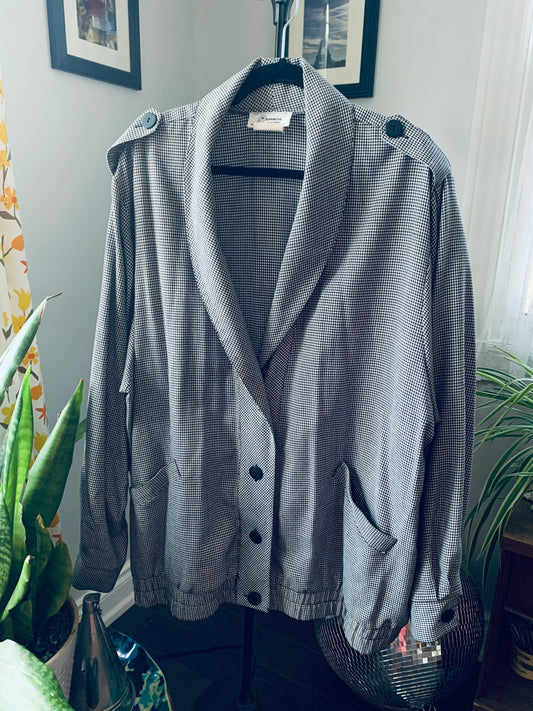 2X | Houndstooth Blazer Bomber Jacket