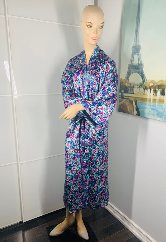 Small-Medium | Floral satin robe